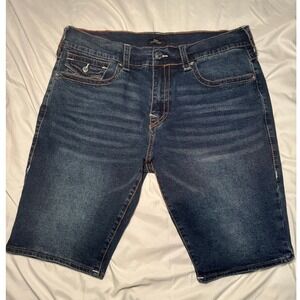 True Religion Denim Shorts Mens 36 Blue Relaxed Straight Ricky